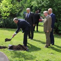 The President of Poland Bronisław Komorowski plants the oak of freedom